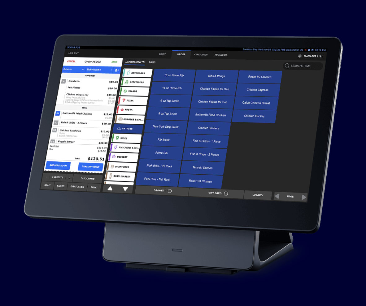 SkyTab by Shift4 POS workstation and handheld — Shift4 hardware offered by JustPayments