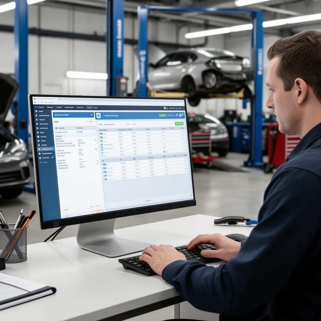 Auto body shop manager using shop management software