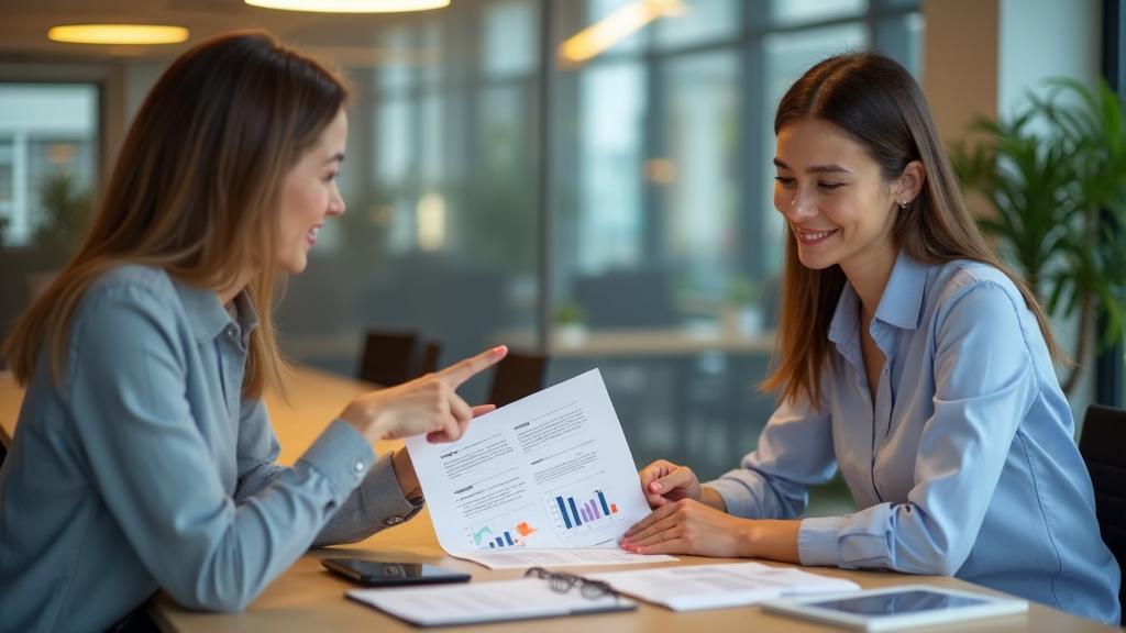 Professionals reviewing cost breakdown charts together