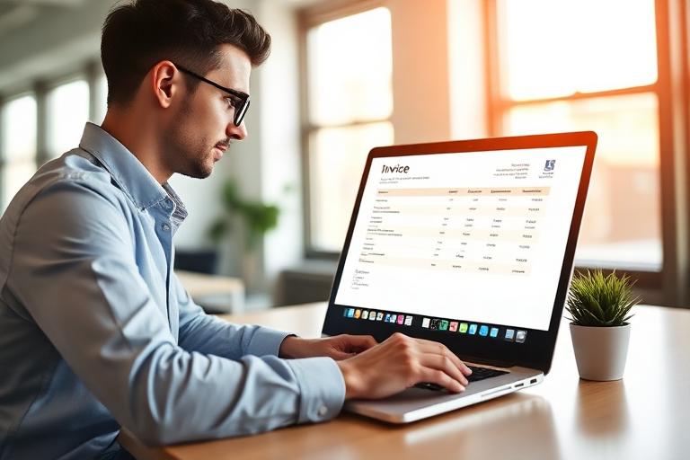 Business owner sending a digital invoice