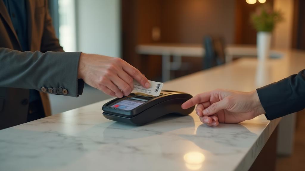 Client making a payment at a professional office